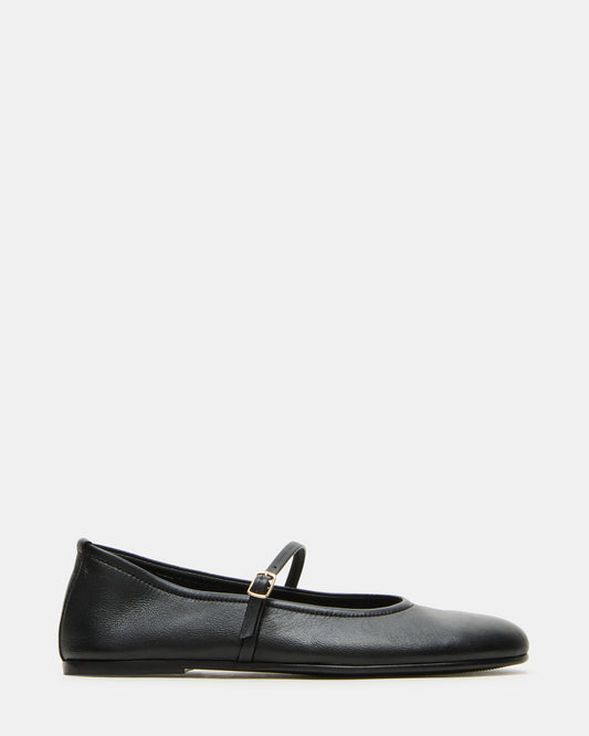 Steve Madden BESETTE Black Leather Mary Jane Ballet Women's Flat
