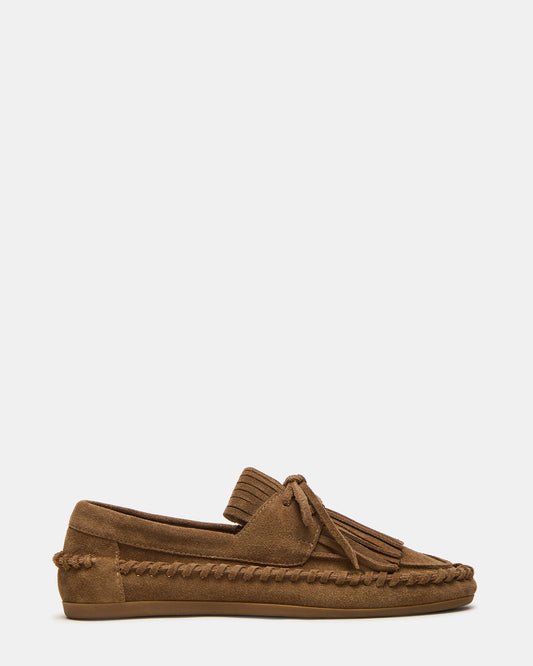 Steve Madden SAMUAL Chestnut Suede Fringe Boat Women's Loafer