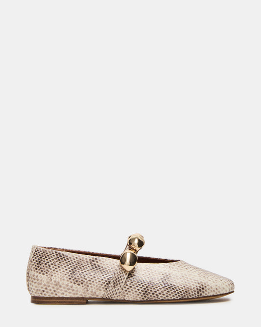 Steve Madden POPPIN Natural Snake Mary Jane Ballet Women's Flat