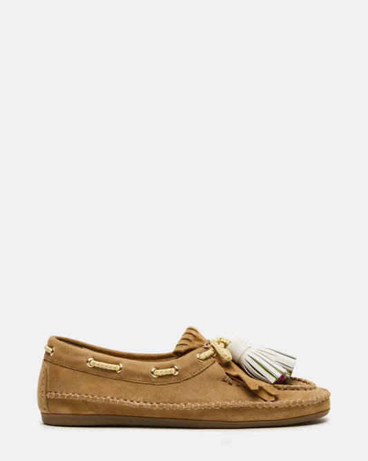 Steve Madden ABNER Chestnut Suede Flat Boat Women's Loafer