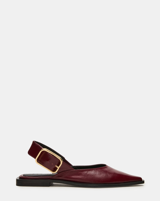 Steve Madden SHAY Burgundy Leather Pointed-Toe Slingback Ballet Women's Flat