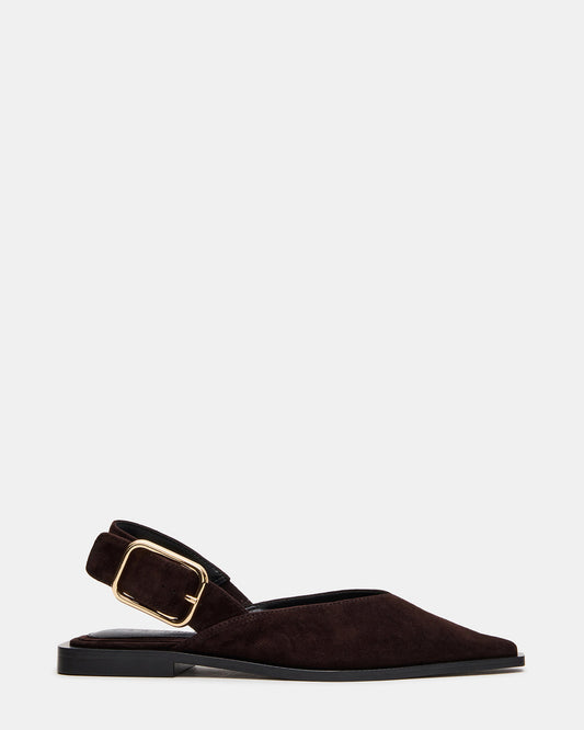 Steve Madden SHAY Brown Suede Pointed-Toe Slingback Ballet Women's Flat