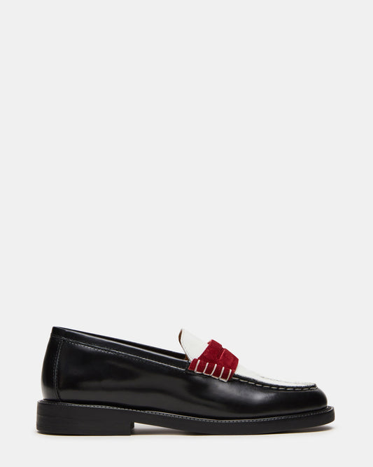 Steve Madden MADISON Black/Red Women's Penny Loafer