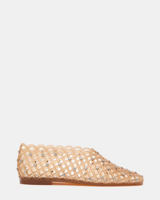 Steve Madden GROVE Tan Rhinestones Square-Toe Jelly Women's Flat