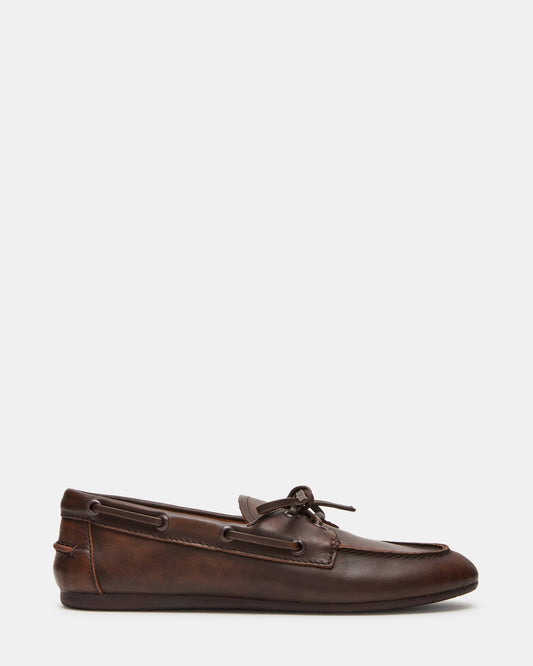 Steve Madden SAG Brown Leather Women's Boat Shoe