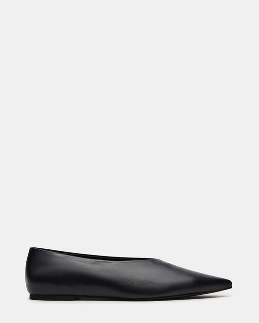Steve Madden FLOYD Black Leather Pointed-Toe Ballet Women's Flat