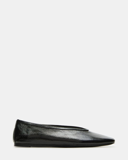Steve Madden LENI Black/Black Square-Toe Ballet Women's Flat