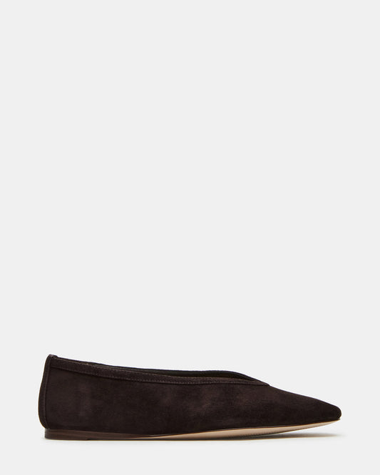 Steve Madden LENI Brown Suede Square-Toe Ballet Women's Flat