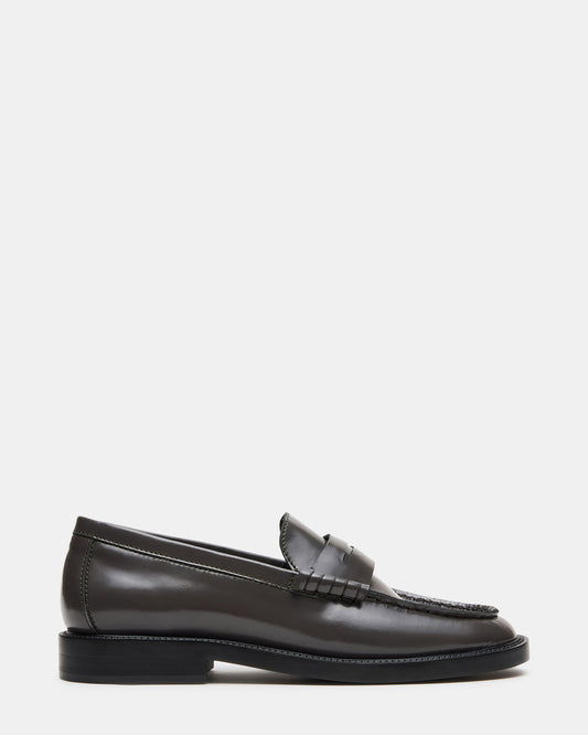 Steve Madden MADISON Grey Leather Women's Penny Loafer