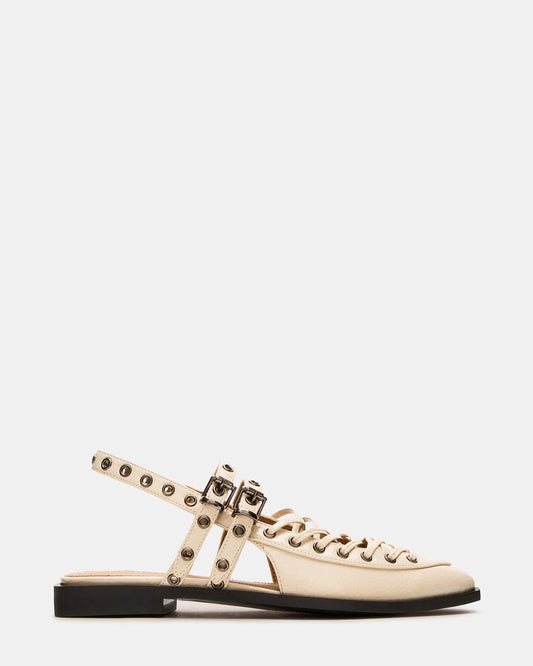 Steve Madden GALANTI Bone Patent Women's Pointed-Toe Moto Slingback Flat