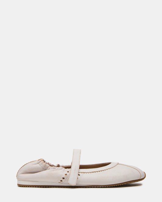 Steve Madden ANAYA White Distressed Mary Jane Ballet Women's Flat