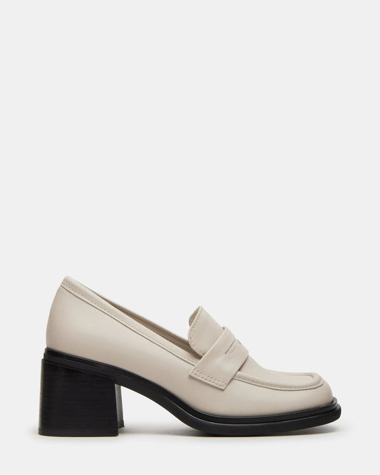 Steve Madden BAXTER Bone Leather Women's Block Heel Loafer