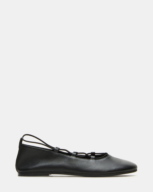 Steve Madden BOMBSHELL Black Leather Ballet Women's Flat