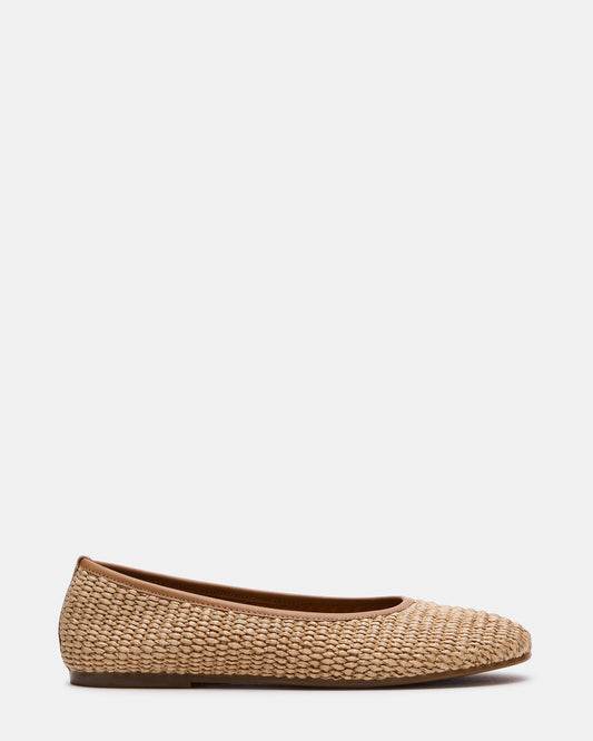 Steve Madden MERLOT Natural Raffia Ballet Women's Flat