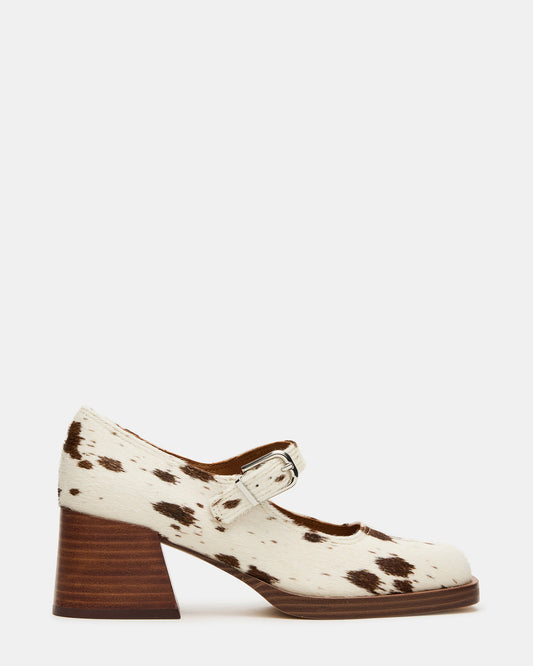 Steve Madden LISBON Brown Cow Print Square-Toe Mary Jane Women's Loafer