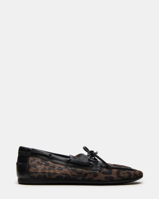 Steve Madden SAG Black/Leopard Women's Boat Shoe