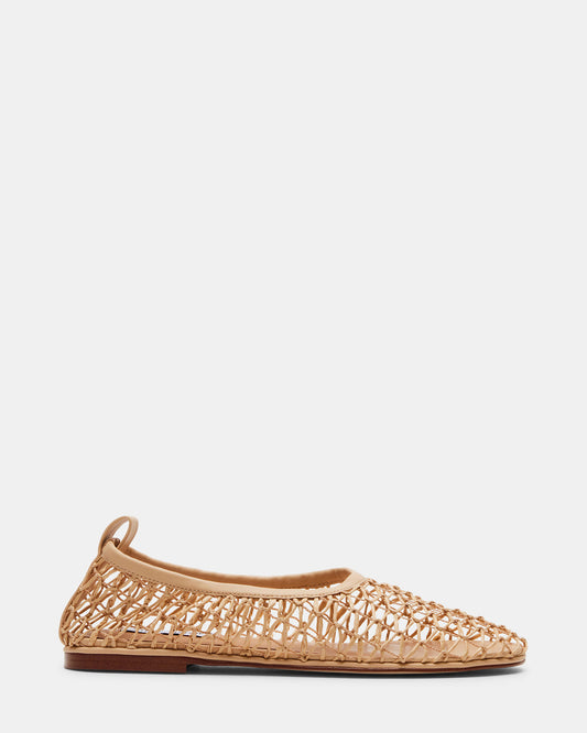 Steve Madden AMBROSIA Tan Women's Net Caged Ballet Flat