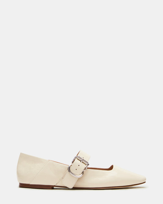 Steve Madden JENNI Bone Leather Women's Square-Toe Mary Jane Ballet Flat