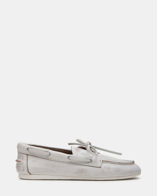 Steve Madden SAG White Leather Women's Boat Shoe
