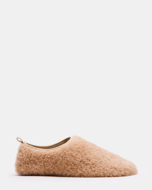 Steve Madden MINO Faux Fur Tan Women's Flat