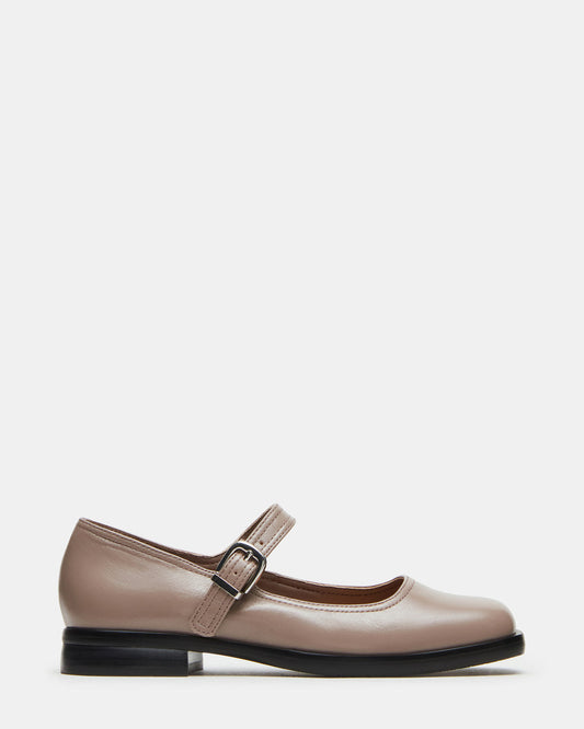 Steve Madden DELANCY Taupe Leather Women's Mary Jane Flats