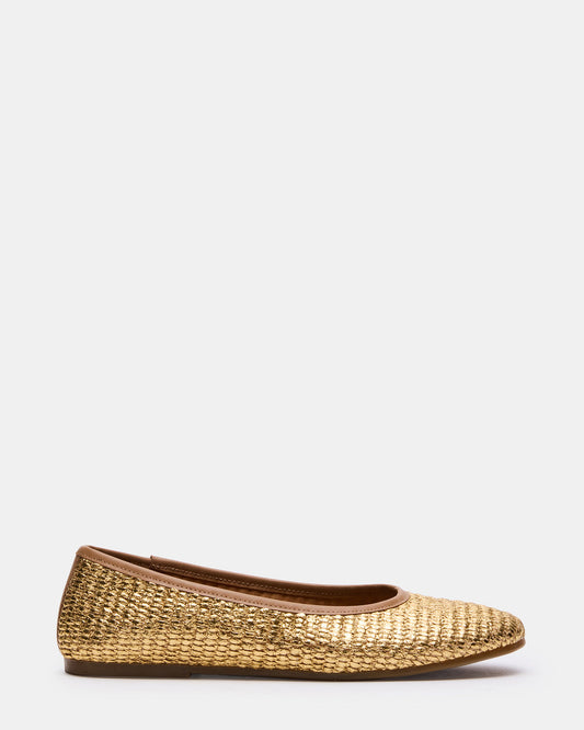 Steve Madden MERLOT Gold Raffia Ballet Women's Flat