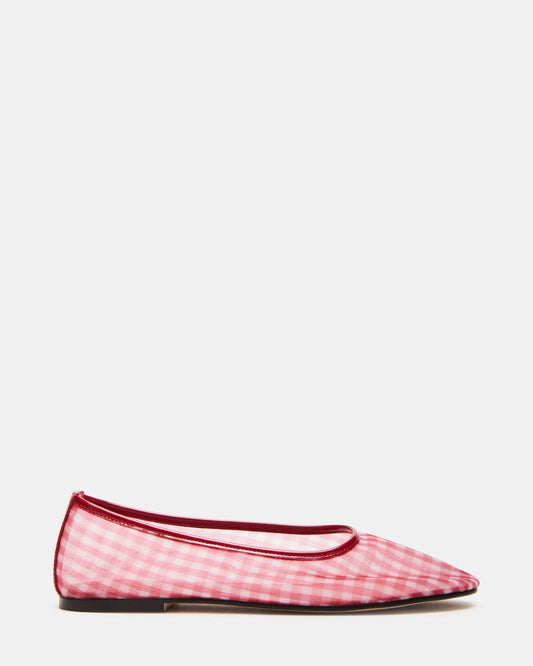 Steve Madden MEADOW Red Gingham Mesh Women's Ballet Flats
