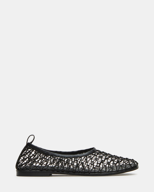 Steve Madden AMBROSIA Black Women's Net Caged Ballet Flat