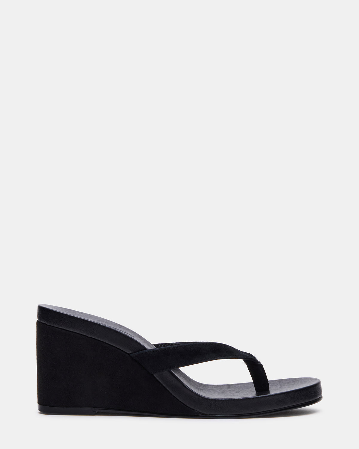 Steve Madden PLAYING Black Suede Thong Wedge Women's Sandal