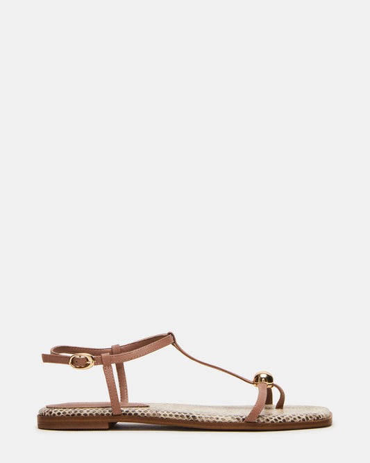 Steve Madden RITZY Natural Snake Square-Toe Strappy Women's Sandal