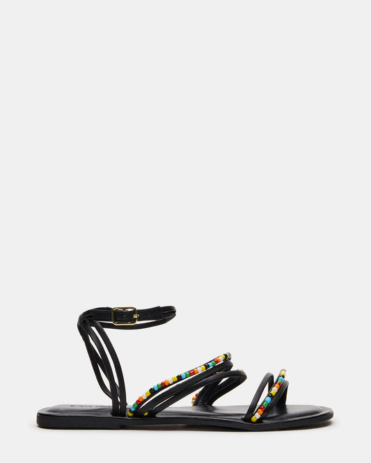 Steve Madden VIMA Black Multi Strappy Multi-Colored Women's Sandal