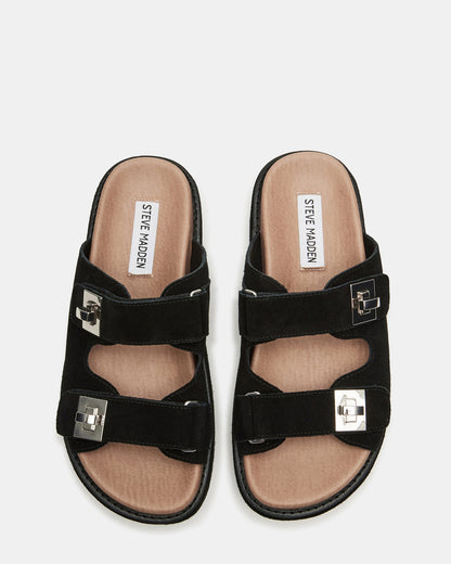 Steve Madden BIGSCHMONA Black/Black Suede Women's Platform Slide Sandal