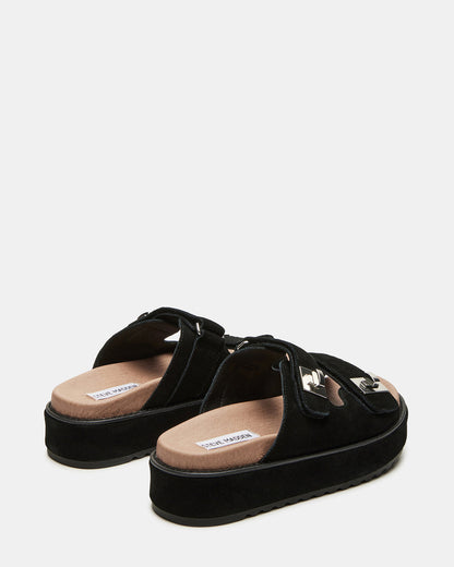 Steve Madden BIGSCHMONA Black/Black Suede Women's Platform Slide Sandal