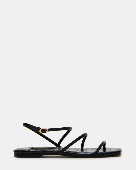 Steve Madden TANGO Black Square-Toe Strappy Women's Sandal