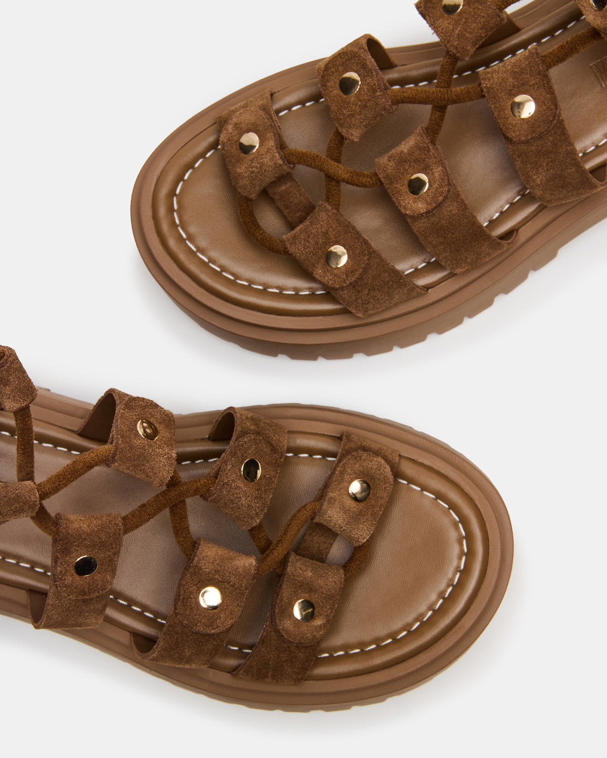 Steve Madden LYRIAN Cognac Suede Platform Lace-Up Strappy Women's Sandal