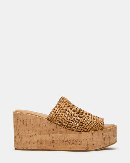 Steve Madden COASTAL Raffia Platform Wedge Mule Women's Sandal