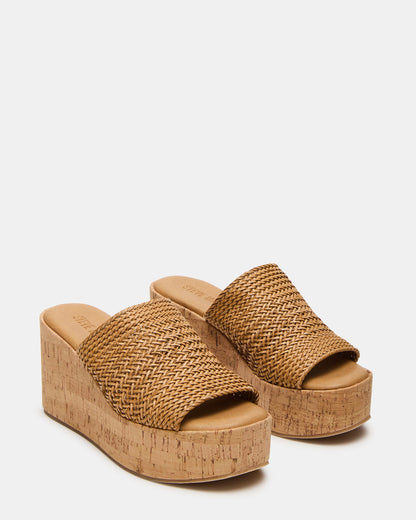 Steve Madden COASTAL Raffia Platform Wedge Mule Women's Sandal