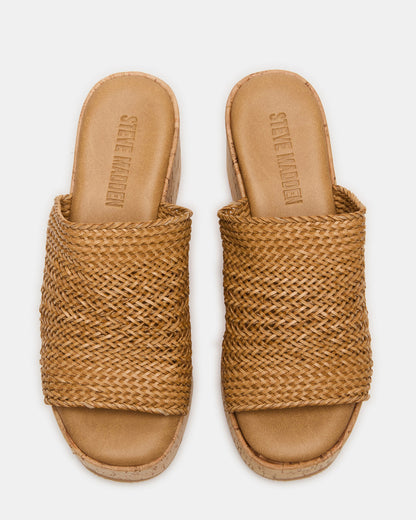 Steve Madden COASTAL Raffia Platform Wedge Mule Women's Sandal