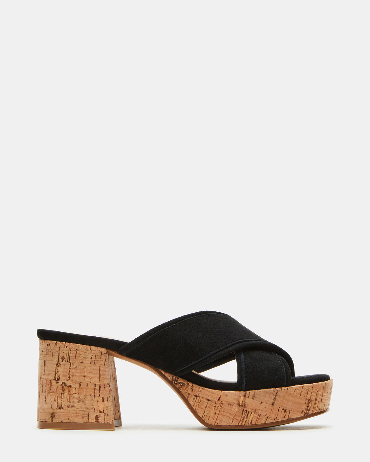 Steve Madden MARSDEN Black Suede Women's Platform Square-Toe Mule Sandal