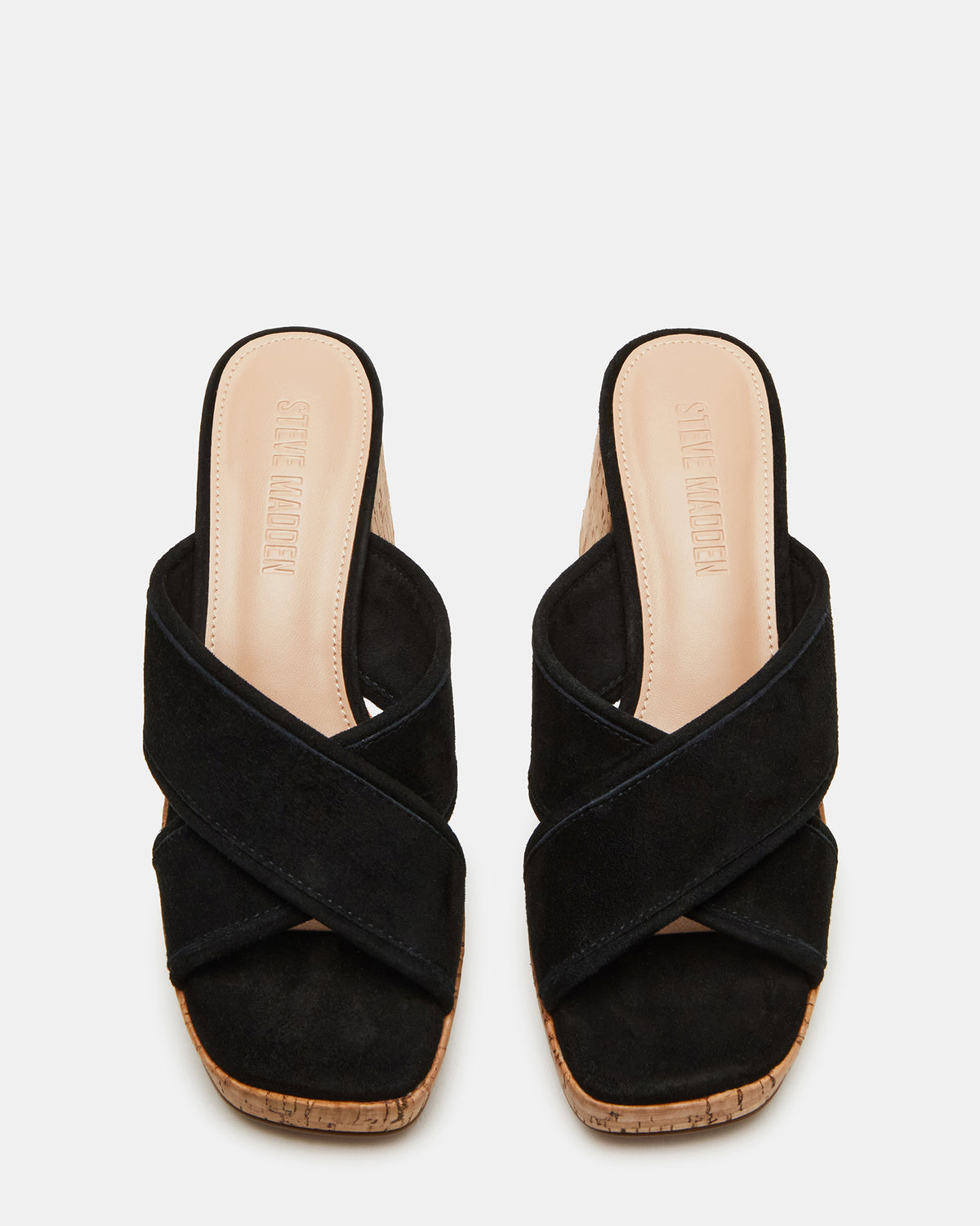Steve Madden MARSDEN Black Suede Women's Platform Square-Toe Mule Sandal