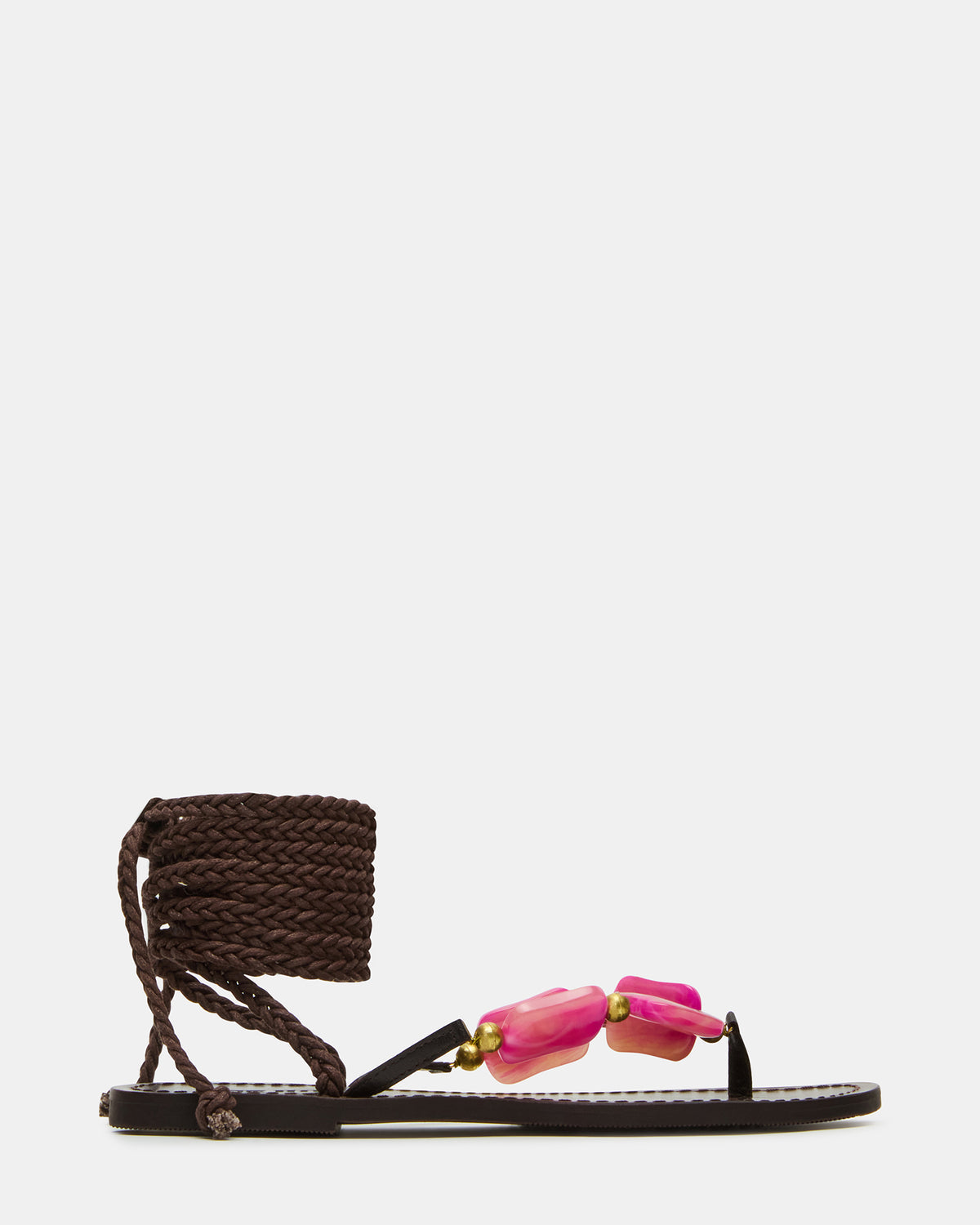 Steve Madden TASHA Pink Multi Strappy Lace-Up Flat Women's Sandal