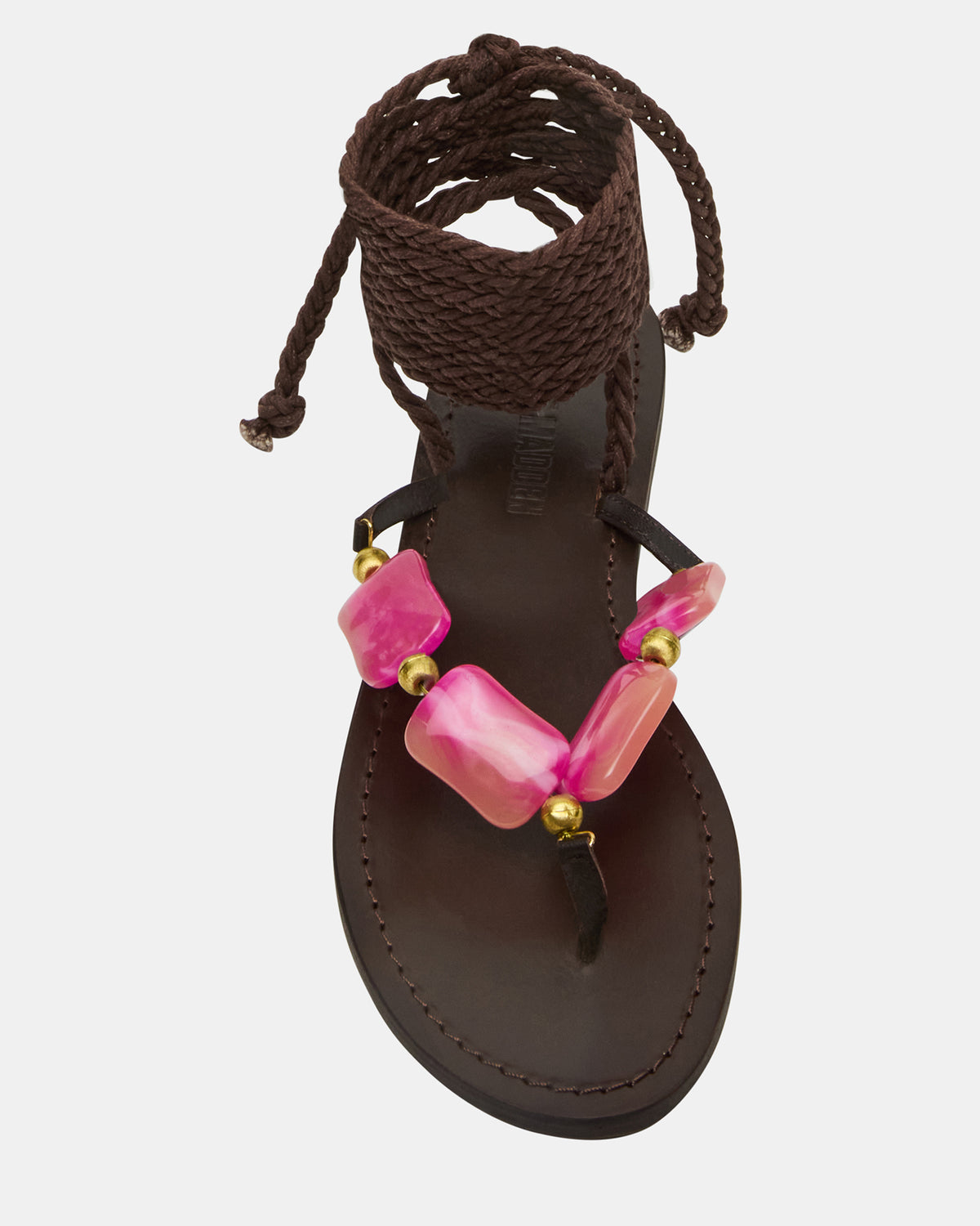 Steve Madden TASHA Pink Multi Strappy Lace-Up Flat Women's Sandal