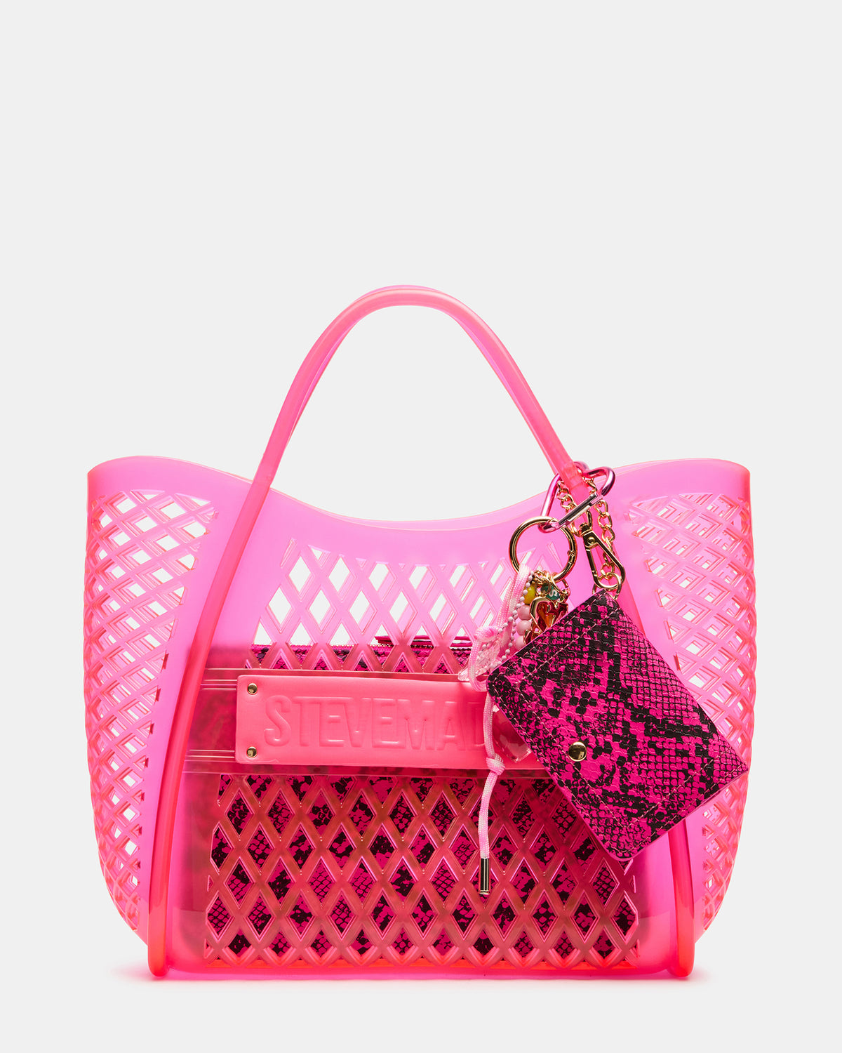 Steve Madden SUMMER Bag Pink Caged Jelly Top-Handle Tote Handbag