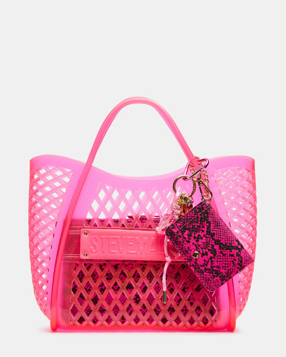 Steve Madden SUMMER Bag Pink Caged Jelly Top-Handle Tote Handbag