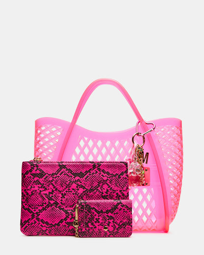 Steve Madden SUMMER Bag Pink Caged Jelly Top-Handle Tote Handbag