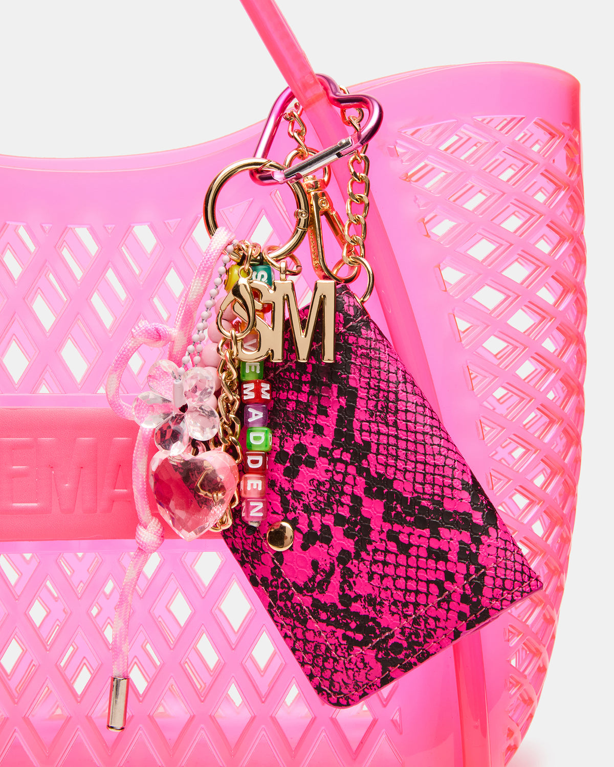 Steve Madden SUMMER Bag Pink Caged Jelly Top-Handle Tote Handbag