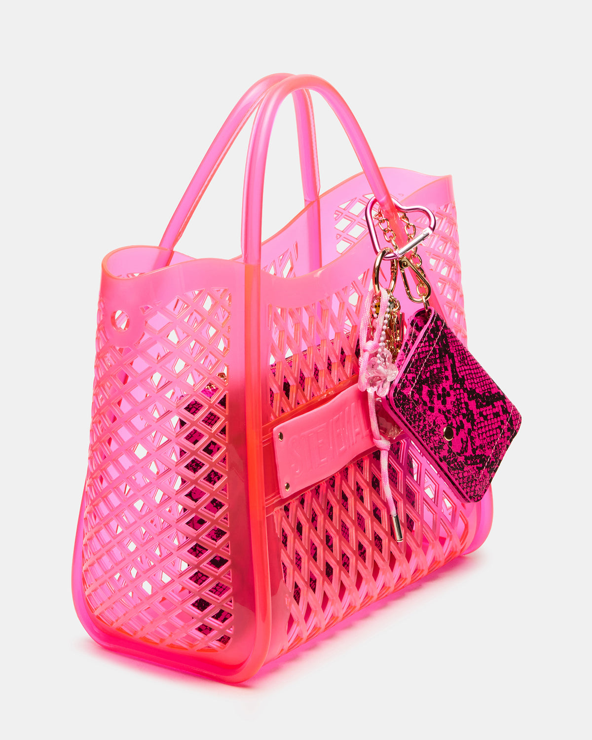 Steve Madden SUMMER Bag Pink Caged Jelly Top-Handle Tote Handbag