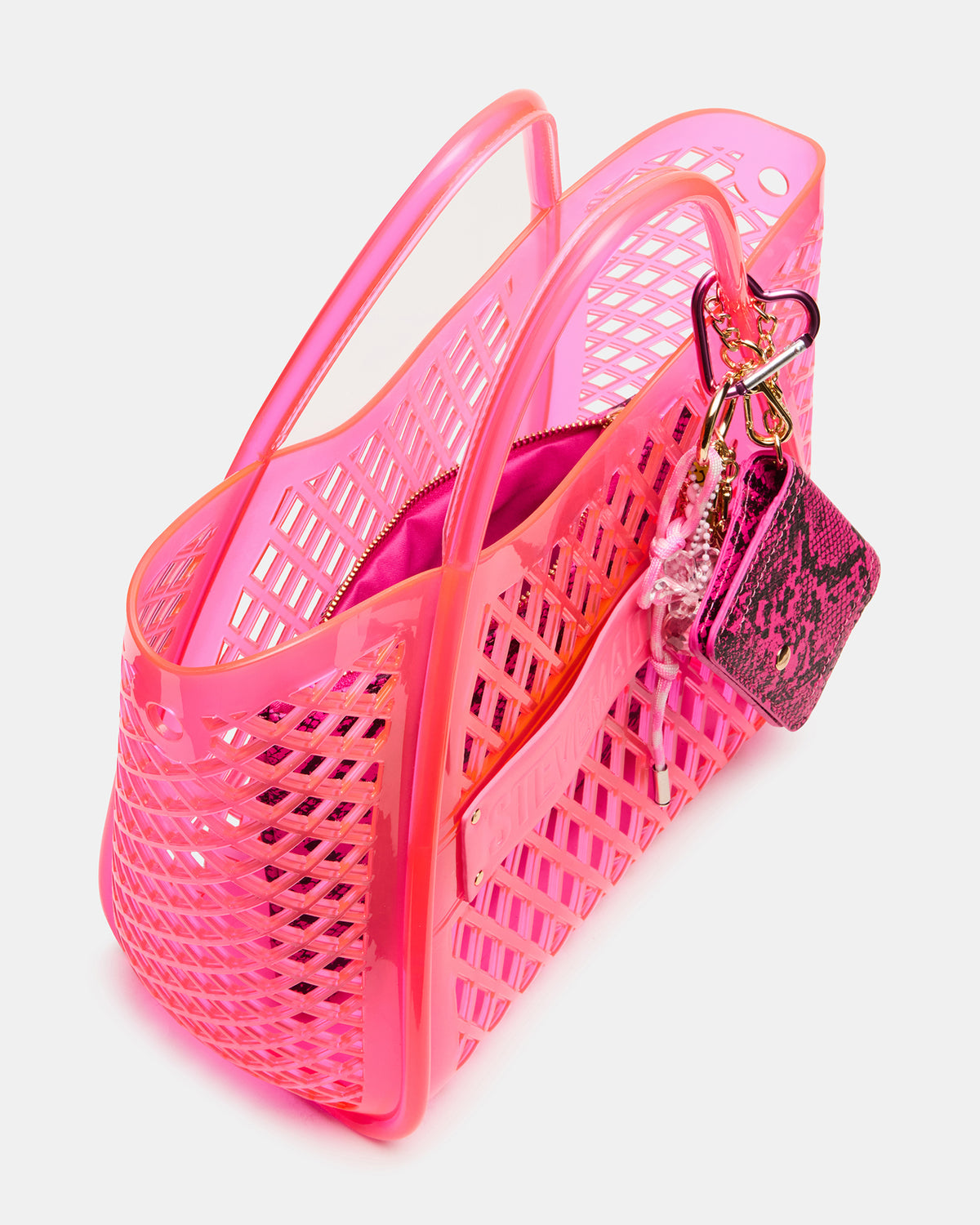 Steve Madden SUMMER Bag Pink Caged Jelly Top-Handle Tote Handbag