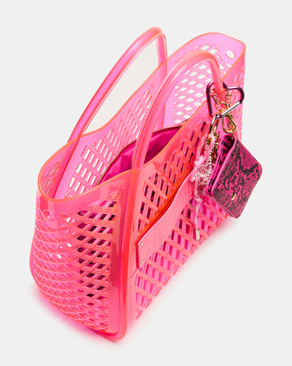 Steve Madden SUMMER Bag Pink Caged Jelly Top-Handle Tote Handbag