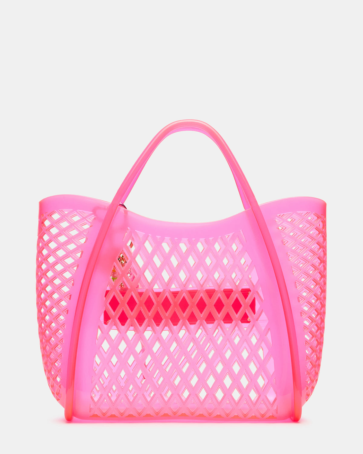Steve Madden SUMMER Bag Pink Caged Jelly Top-Handle Tote Handbag
